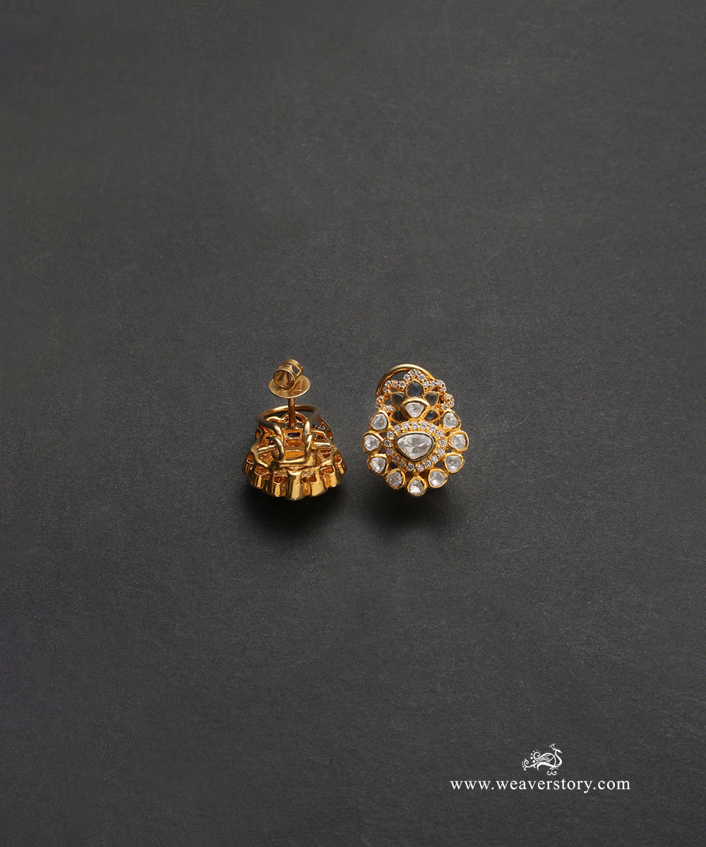 Oshina_Handcrafted_Pure_Silver_Moissanite_Polki_Studs_WeaverStory_03