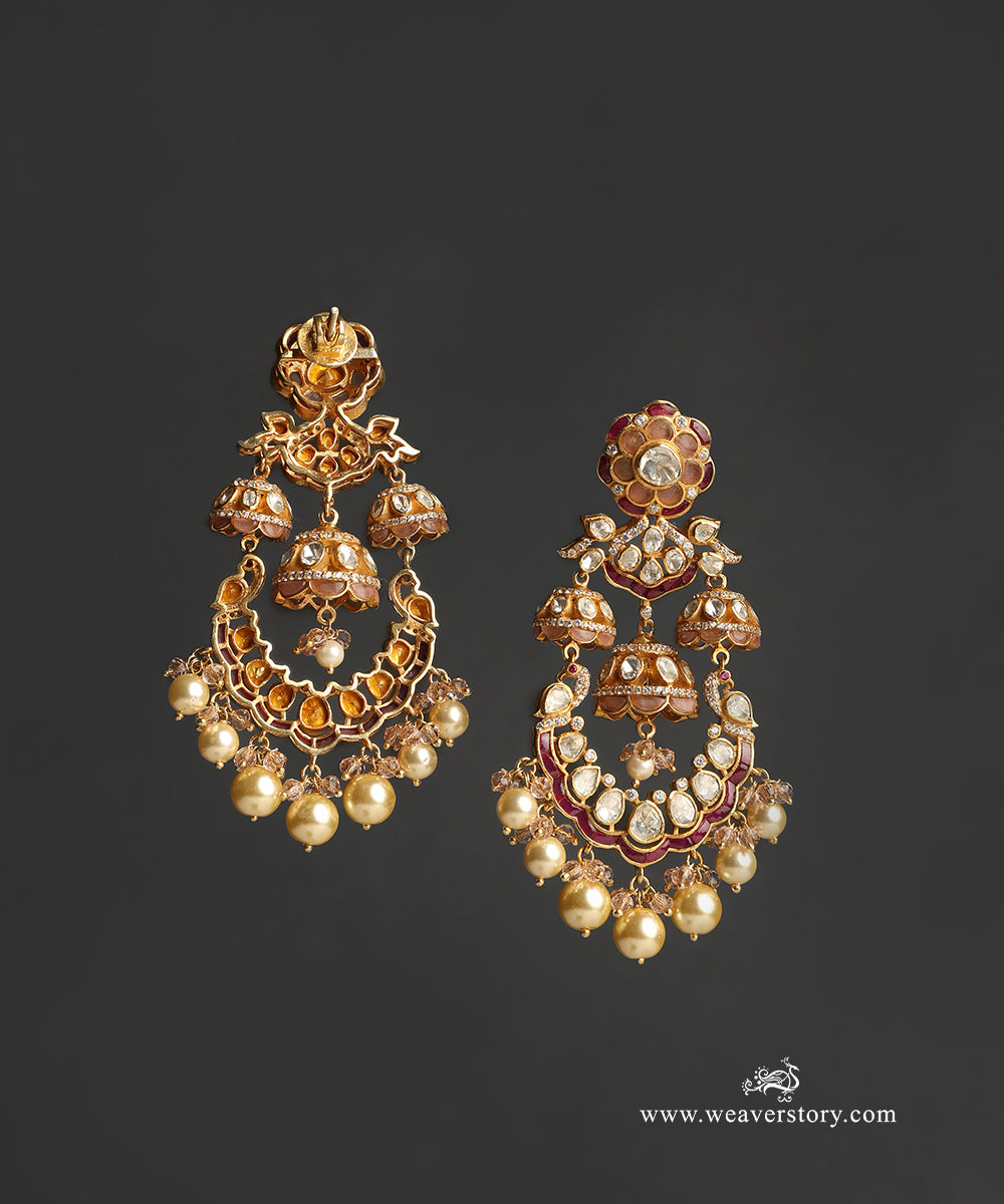 Isra_Handcrafted_Pure_Silver_Moissanite_Polki_Red_Chandbali_WeaverStory_03