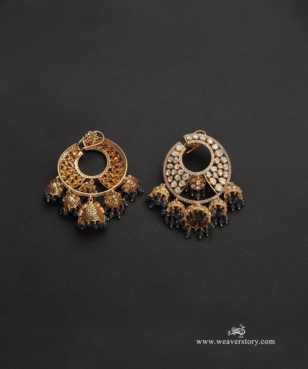 Neysa_Handcrafted_Pure_Silver_Moissanite_Polki_Chandbali_With_Semi_Precious_Stones_WeaverStory_03