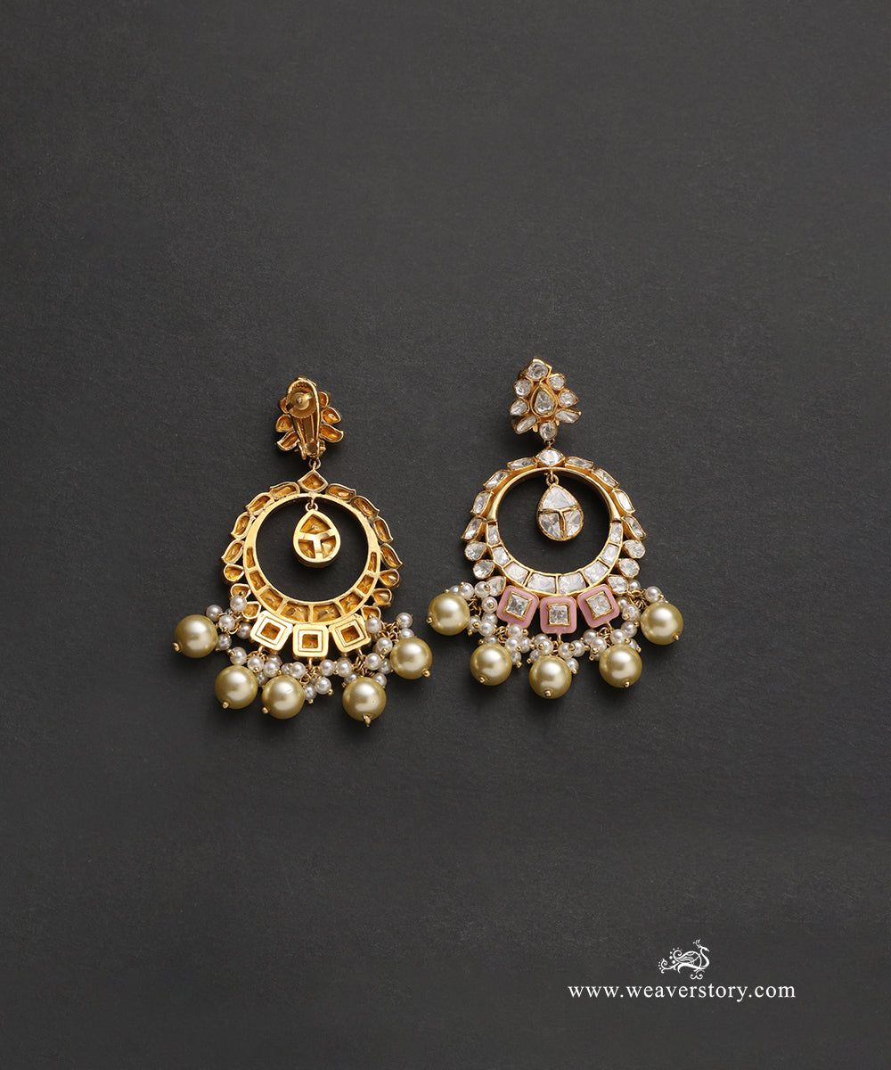 Urila_Handcrafted_Pure_Silver_Moissanite_Polki_Chandbali_With_Pearls_WeaverStory_03