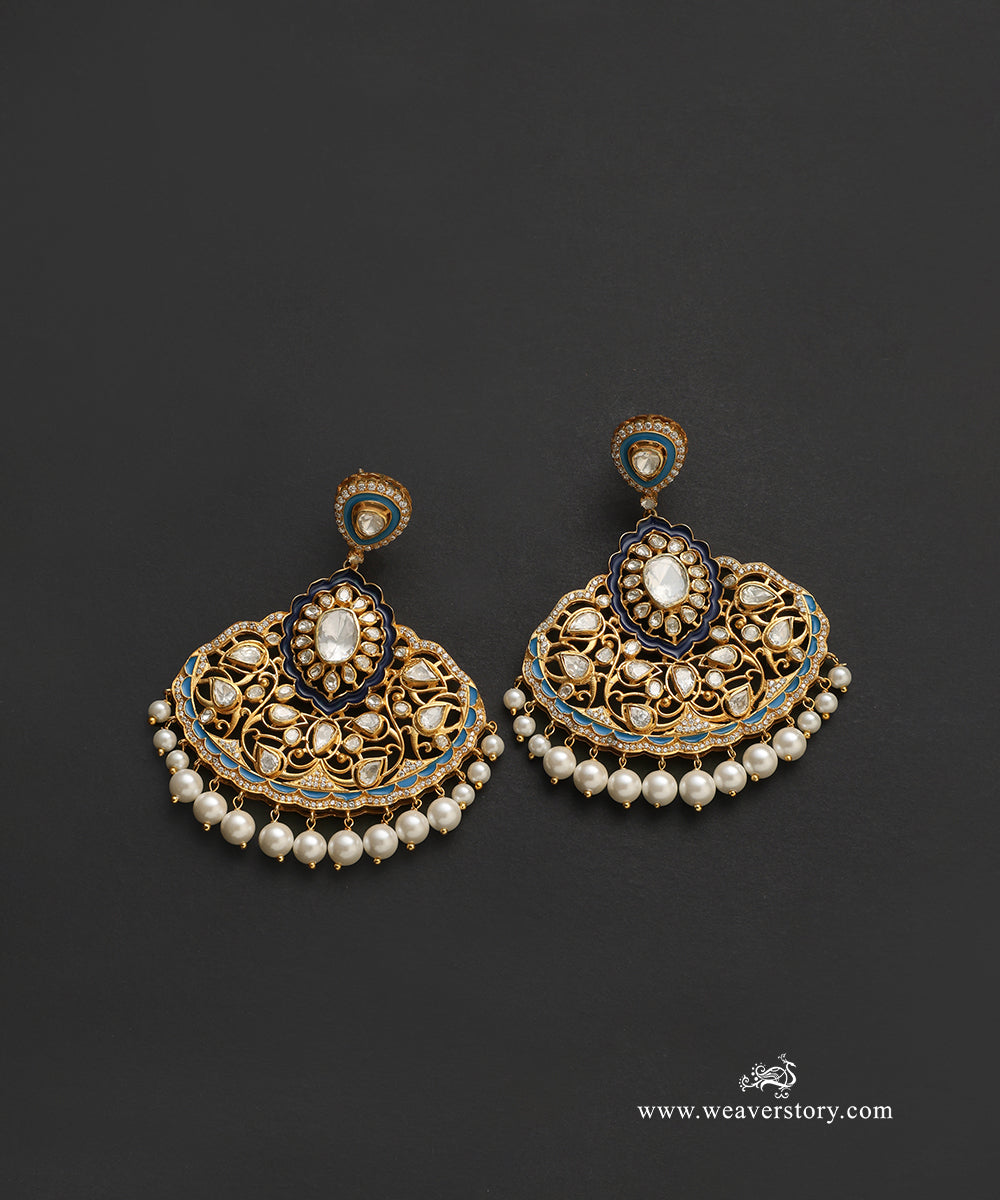 Ziva_Handcrafted_Pure_Silver_Moissanite_Polki_Chandbali_With_Meenakari_WeaverStory_02