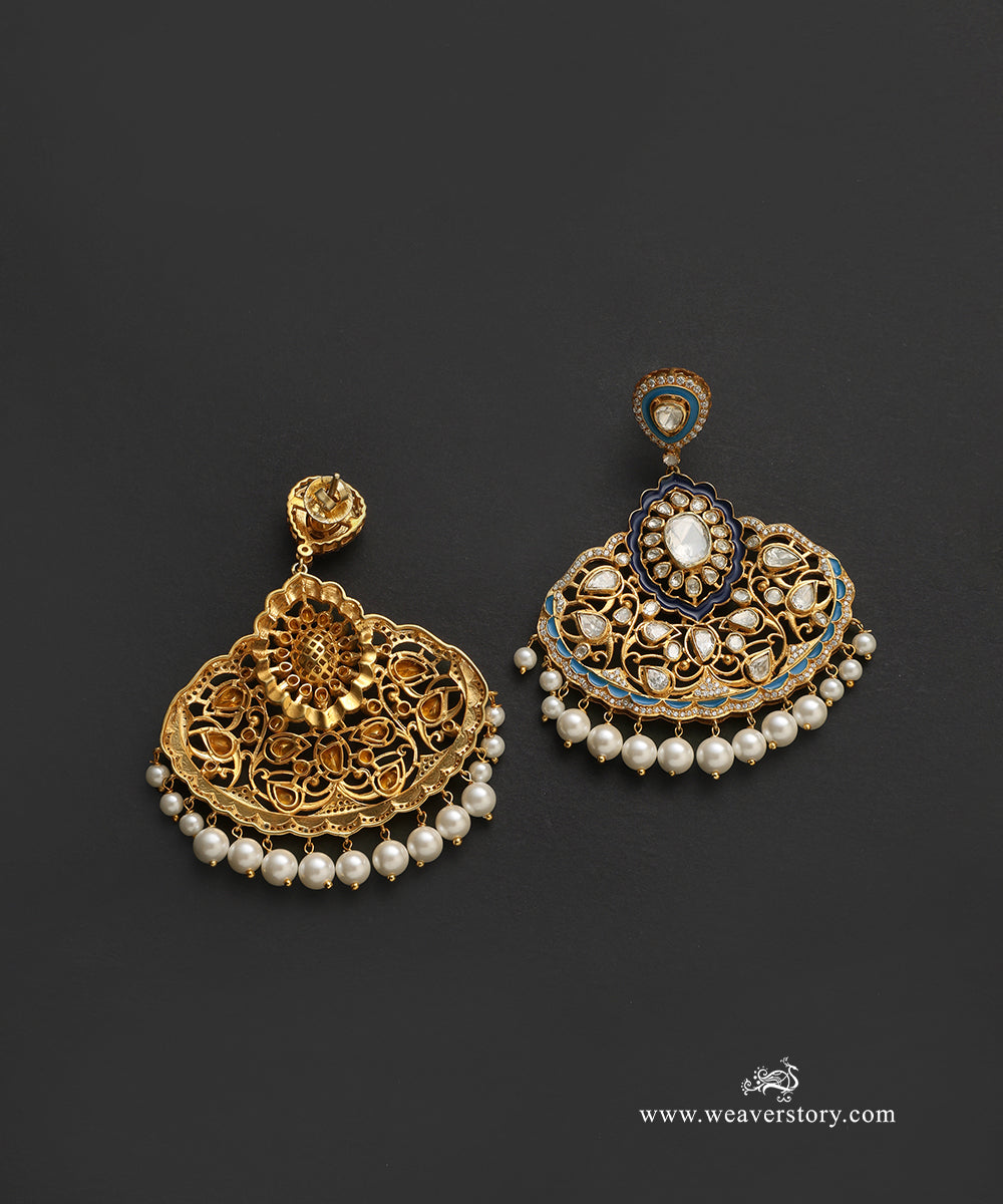 Ziva_Handcrafted_Pure_Silver_Moissanite_Polki_Chandbali_With_Meenakari_WeaverStory_03