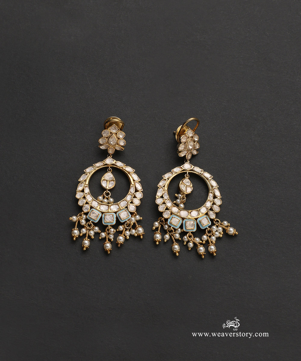 Pavika_Handcrafted_Pure_Silver_Moissanite_Polki_Chandbali_With_Meenakari_WeaverStory_02