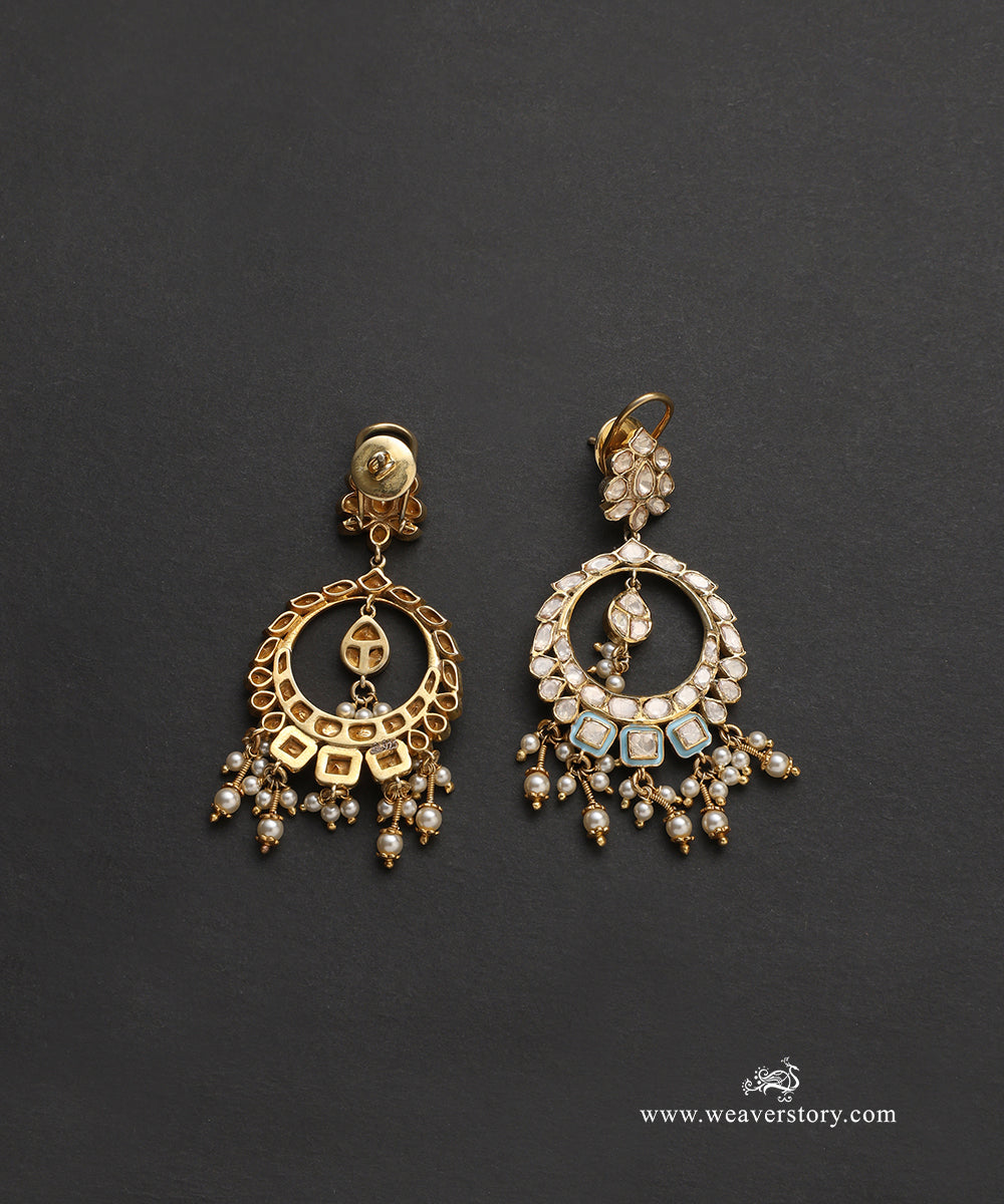 Pavika_Handcrafted_Pure_Silver_Moissanite_Polki_Chandbali_With_Meenakari_WeaverStory_03