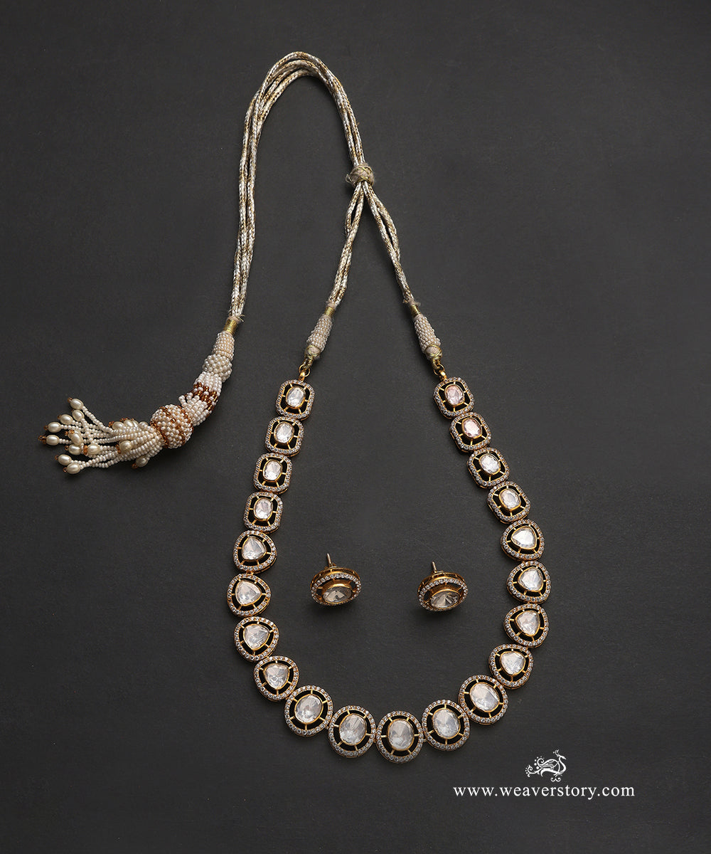 Eravati_Handcrafted_Pure_Silver_Moissanite_Polki_Necklace_Set_WeaverStory_02