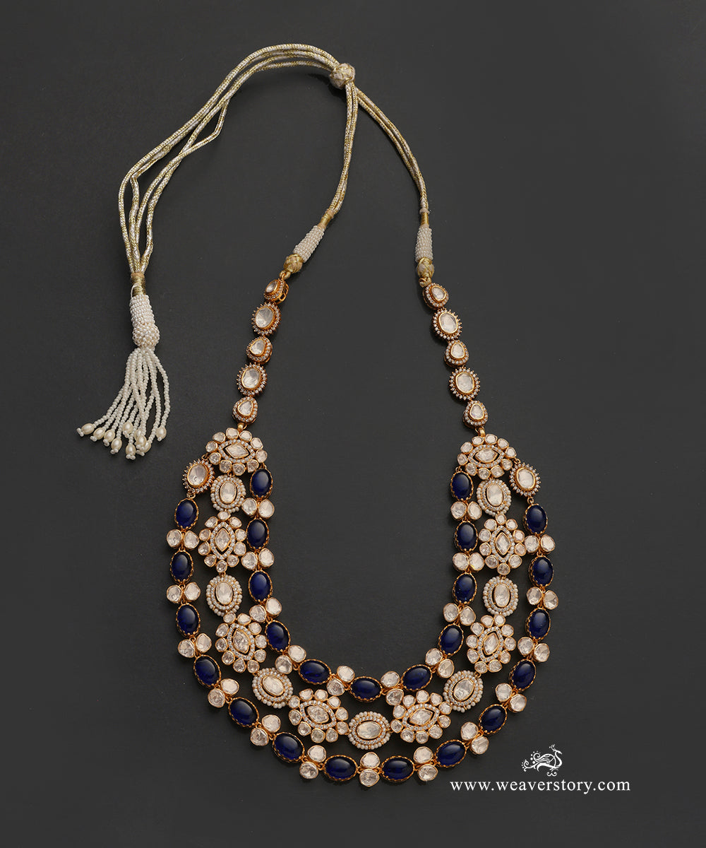 Utkarsha_Handcrafted_Pure_Silver_Moissanite_Polki_Necklace_With_Semi_Precious_Stones_WeaverStory_03