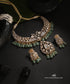 Aja_Handcrafted_Pure_Silver_Moissanite_Polki_Necklace_Set_With_Green_Semi_Precious_Stones_WeaverStory_01