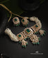 Adhvara_Handcrafted_Pure_Silver_Moissanite_Polki_Necklace_Set_With_Green_Semi_Precious_Stones_WeaverStory_01