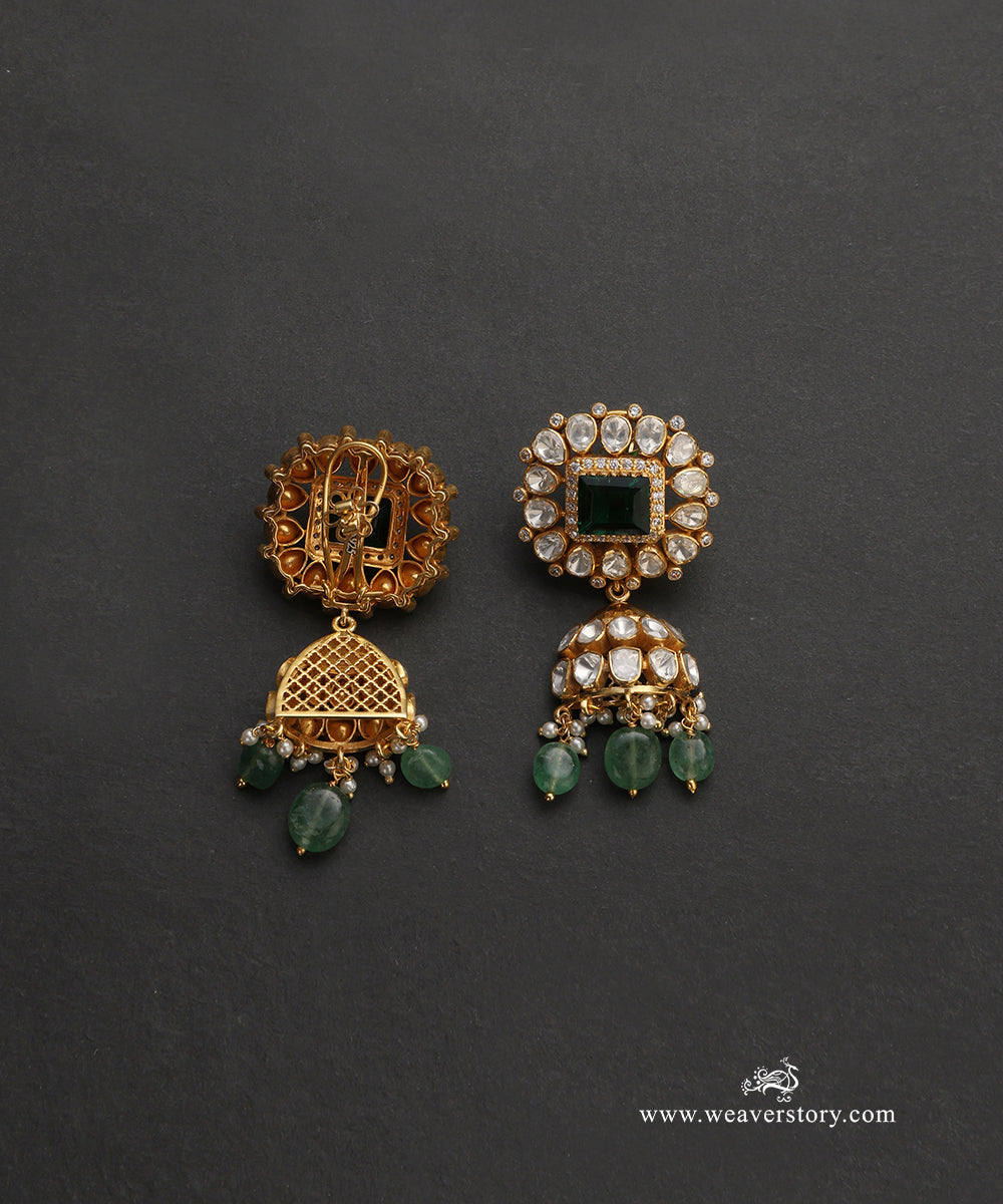 Kanishka_Handcrafted_Pure_Silver_Moissanite_Polki_Necklace_Set_WeaverStory_04
