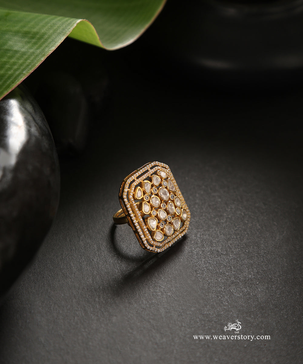 Venya_Handcrafted_Pure_Silver_Moissanite_Polki_Ring_WeaverStory_01