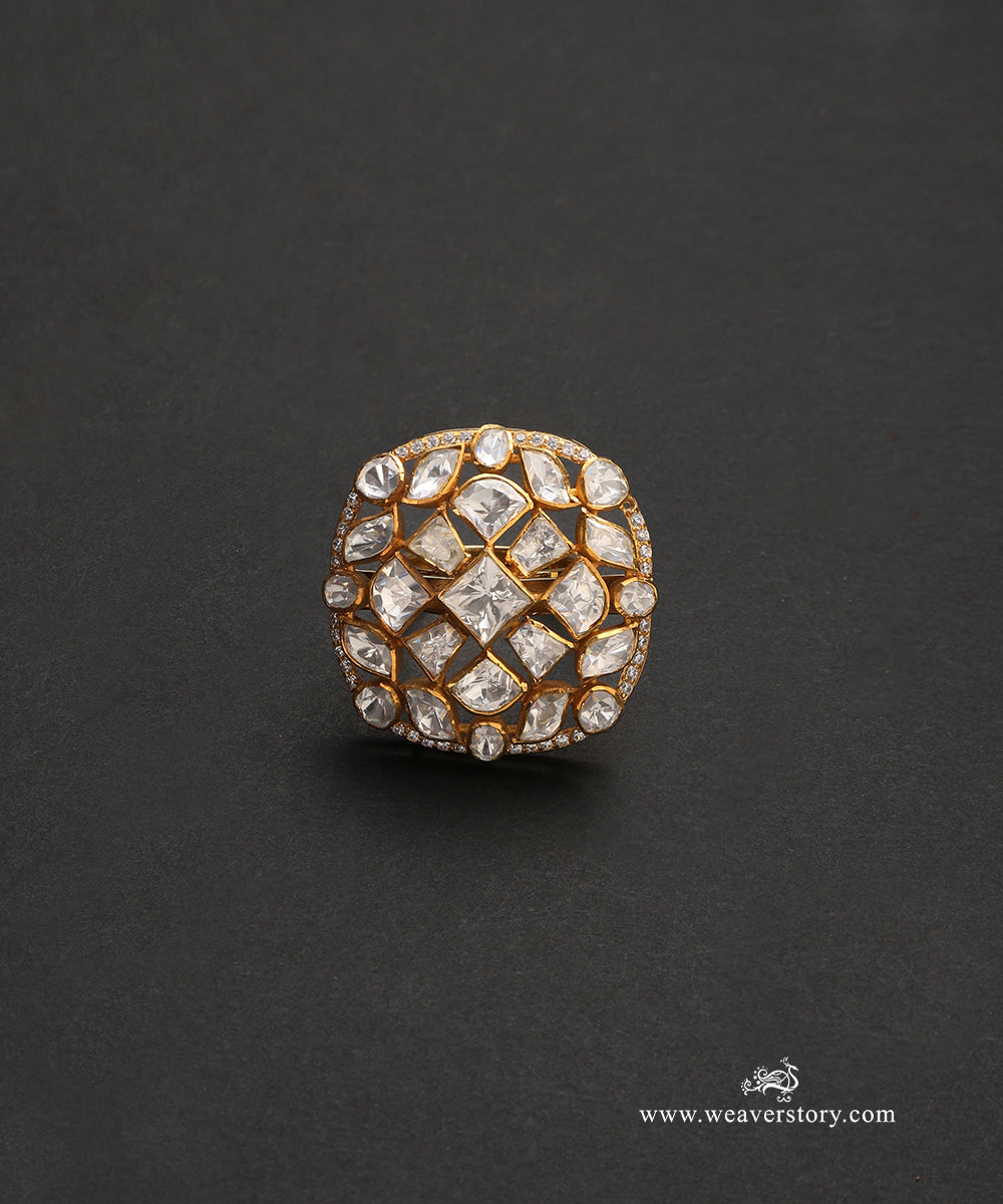 Emaya_Handcrafted_Pure_Silver_Moissanite_Polki_Ring_WeaverStory_02