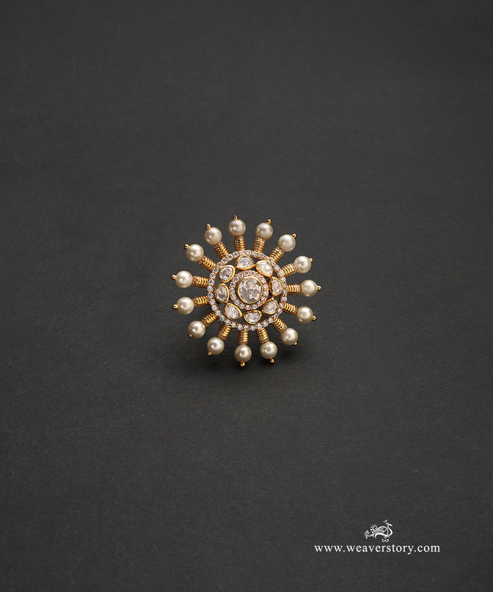Hiraya_Handcrafted_Pure_Silver_Moissanite_Polki_Ring_WeaverStory_02