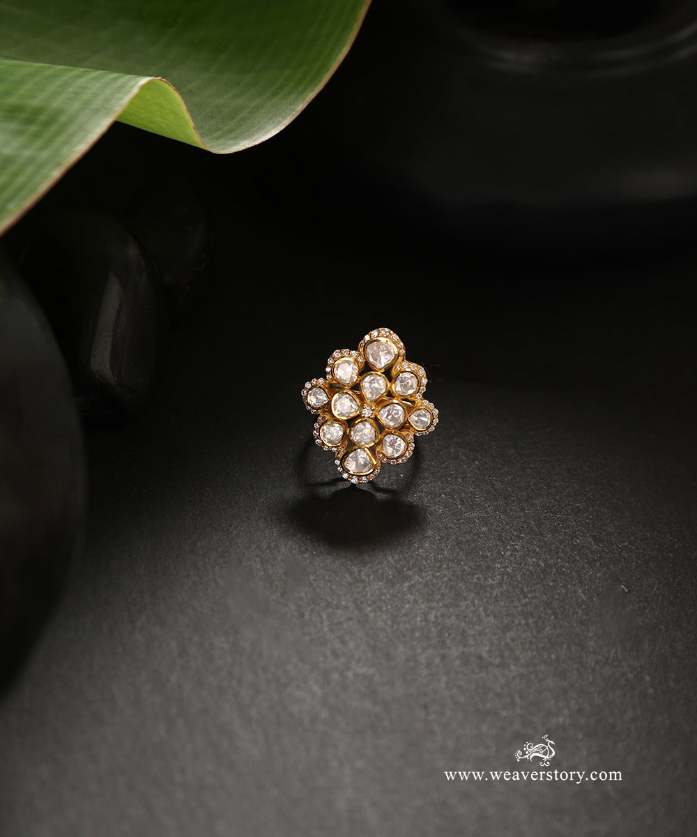 Asmi_Handcrafted_Pure_Silver_Moissanite_Polki_Ring_WeaverStory_01