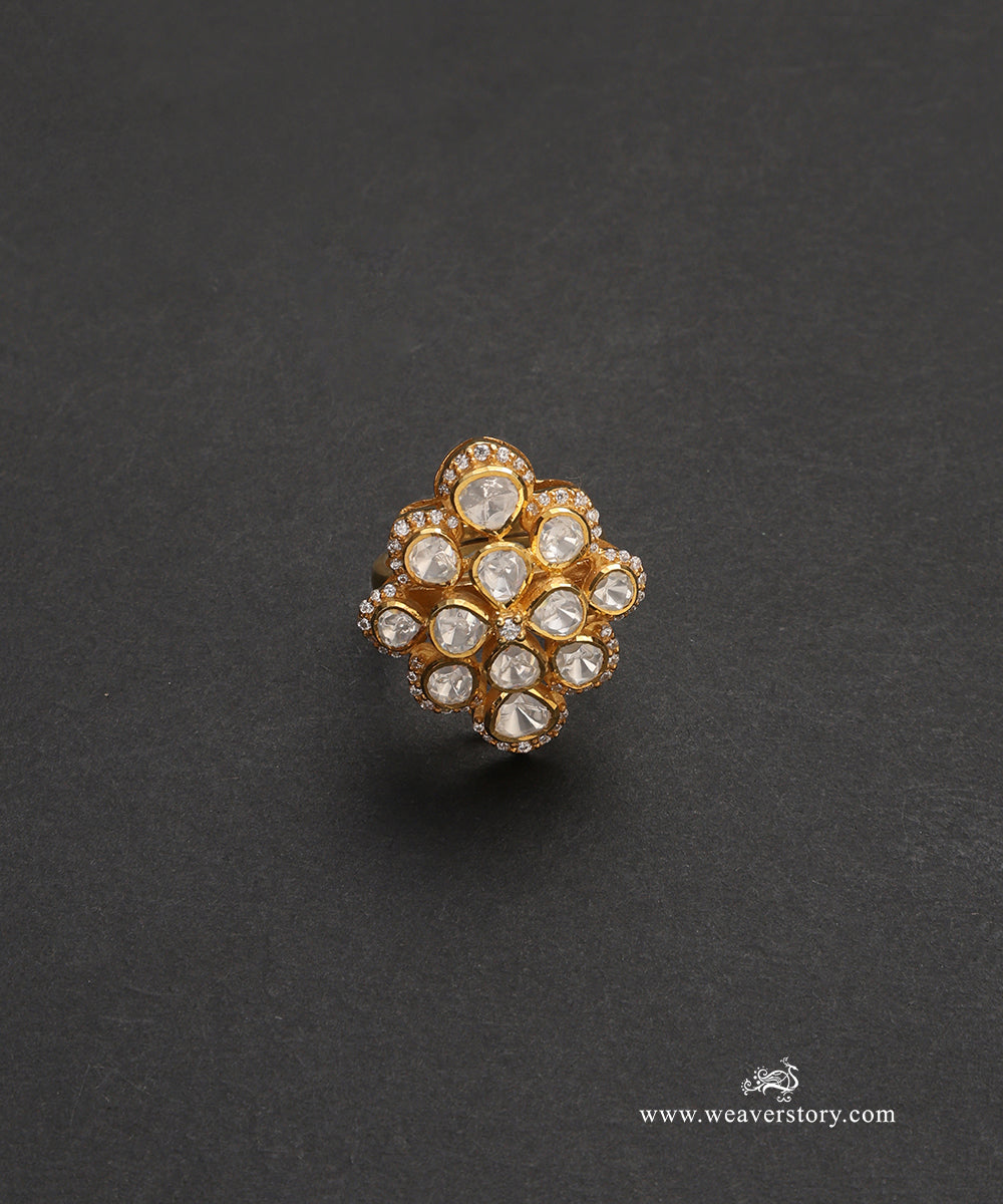 Asmi_Handcrafted_Pure_Silver_Moissanite_Polki_Ring_WeaverStory_02