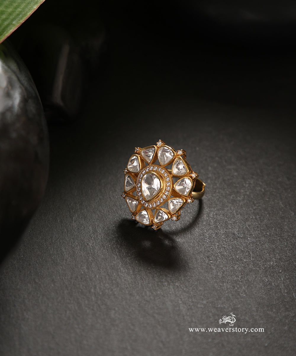 Dhuni_Handcrafted_Pure_Silver_Moissanite_Polki_Ring_WeaverStory_01