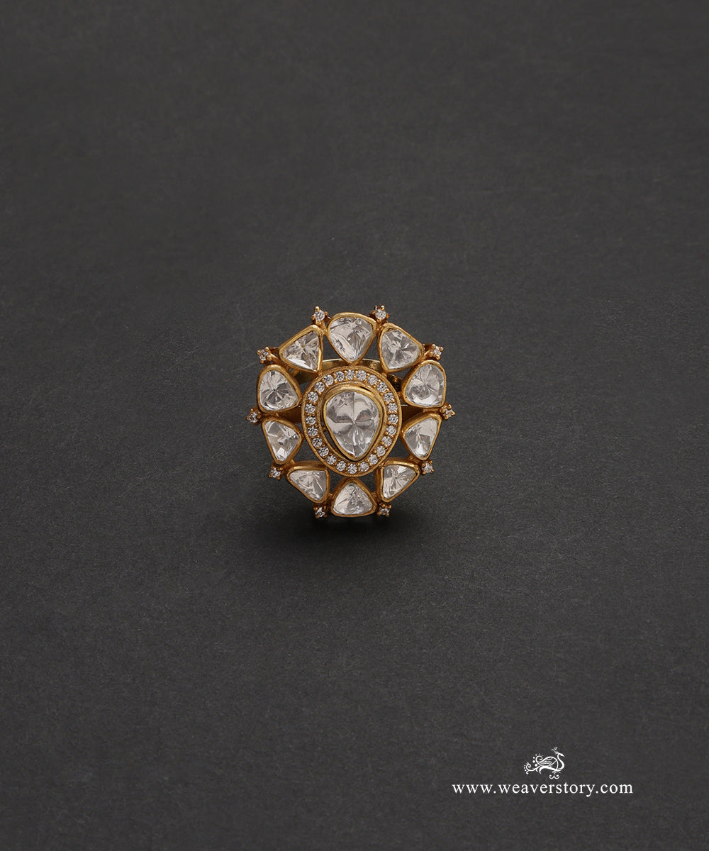 Dhuni_Handcrafted_Pure_Silver_Moissanite_Polki_Ring_WeaverStory_02