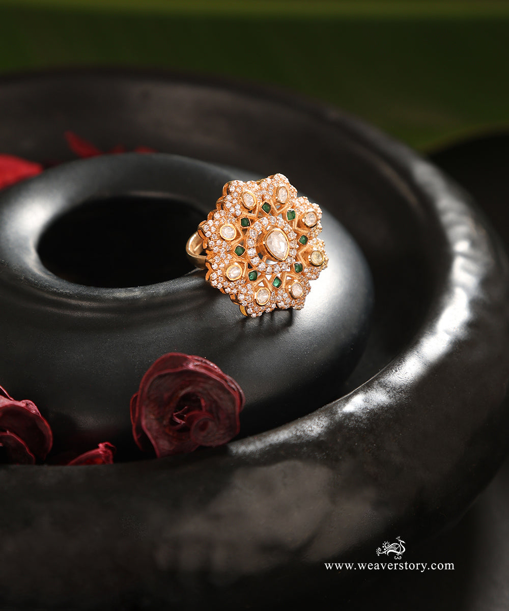 Erisha_Handcrafted_Pure_Silver_Moissanite_Polki_Ring_WeaverStory_01