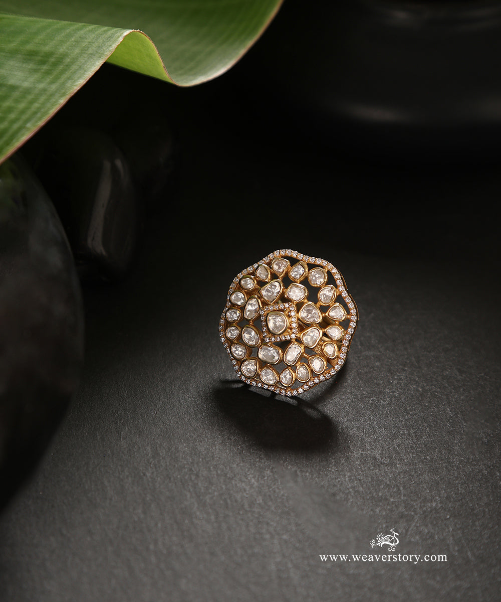 Lavi_Handcrafted_Pure_Silver_Moissanite_Polki_Ring_WeaverStory_01