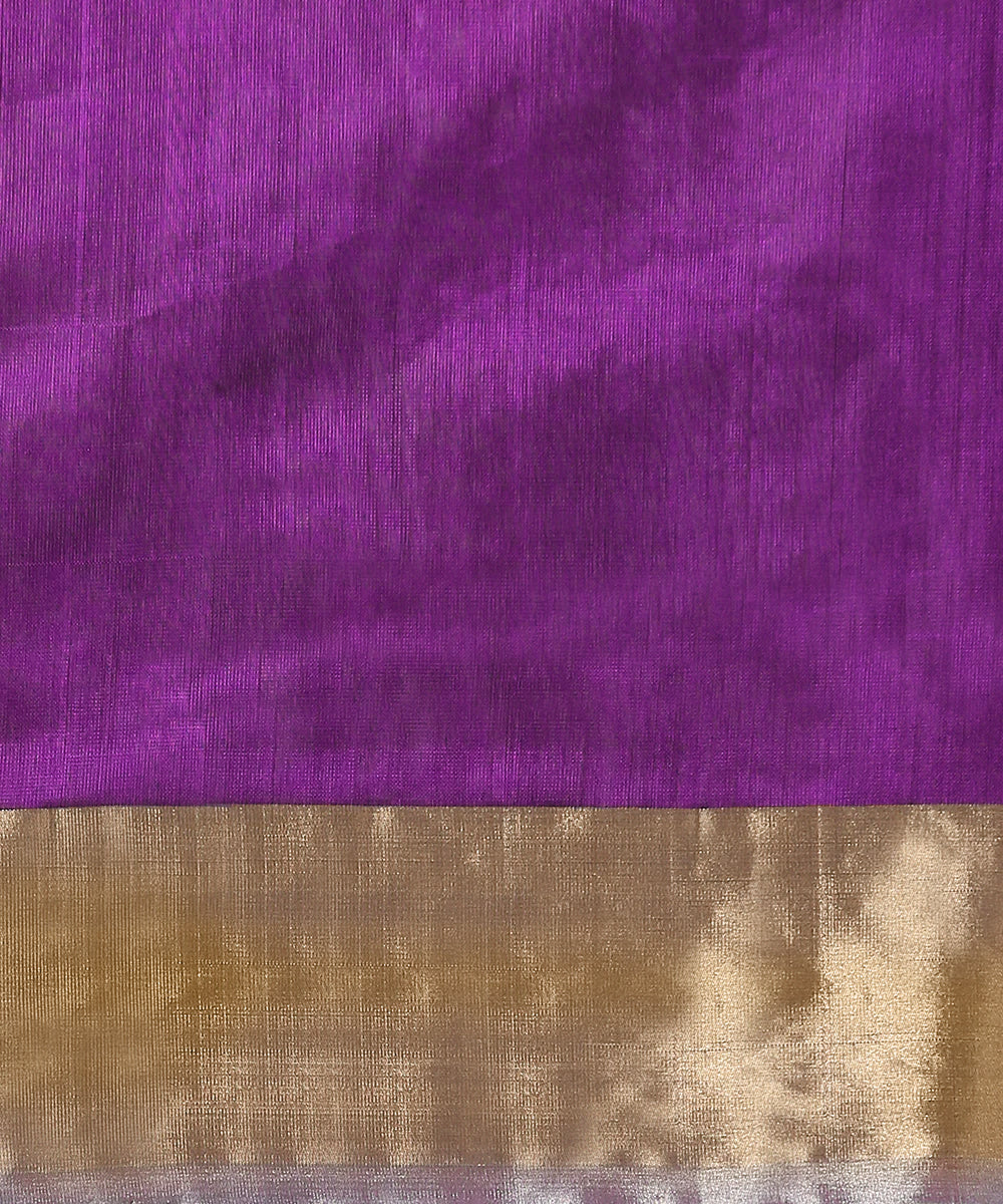 Purple Handloom Pure Chanderi Silk Saree With Eknaliya Bird Motifs