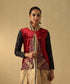 Maroon Hand Embroidered Zardozi Silk Velvet Jacket Ready To Wear Ensembles