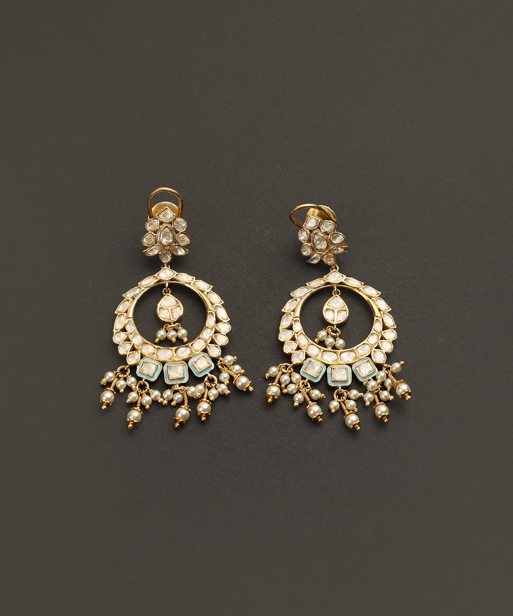 Dilkashan_Handcrafted_Silver_Chandbali_Style_Earrings_With_Moissanite_and_Moti_WeaverStory_02