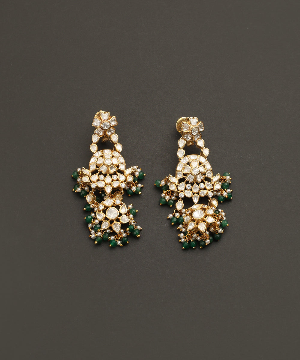 Dua_Handcrafted_Silver_Earrings_With_Moissanite_With_Moti_Hangings_WeaverStory_02