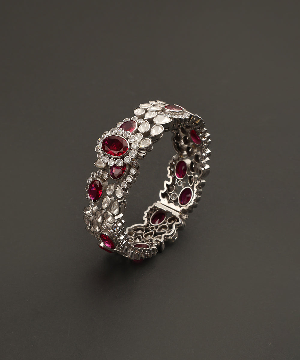 Asita_Handcrafted_Silver_Kada_With_Moissanite_CZ_And_Red_Semi_Precious_Stones_WeaverStory_02