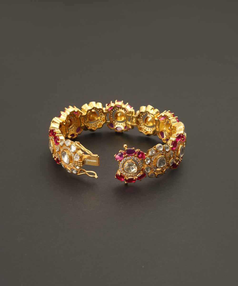 Esra_Handcrafted_Silver_Kada_With_Moissanite_CZ_And_Red_Semi_Precious_Stones_WeaverStory_03