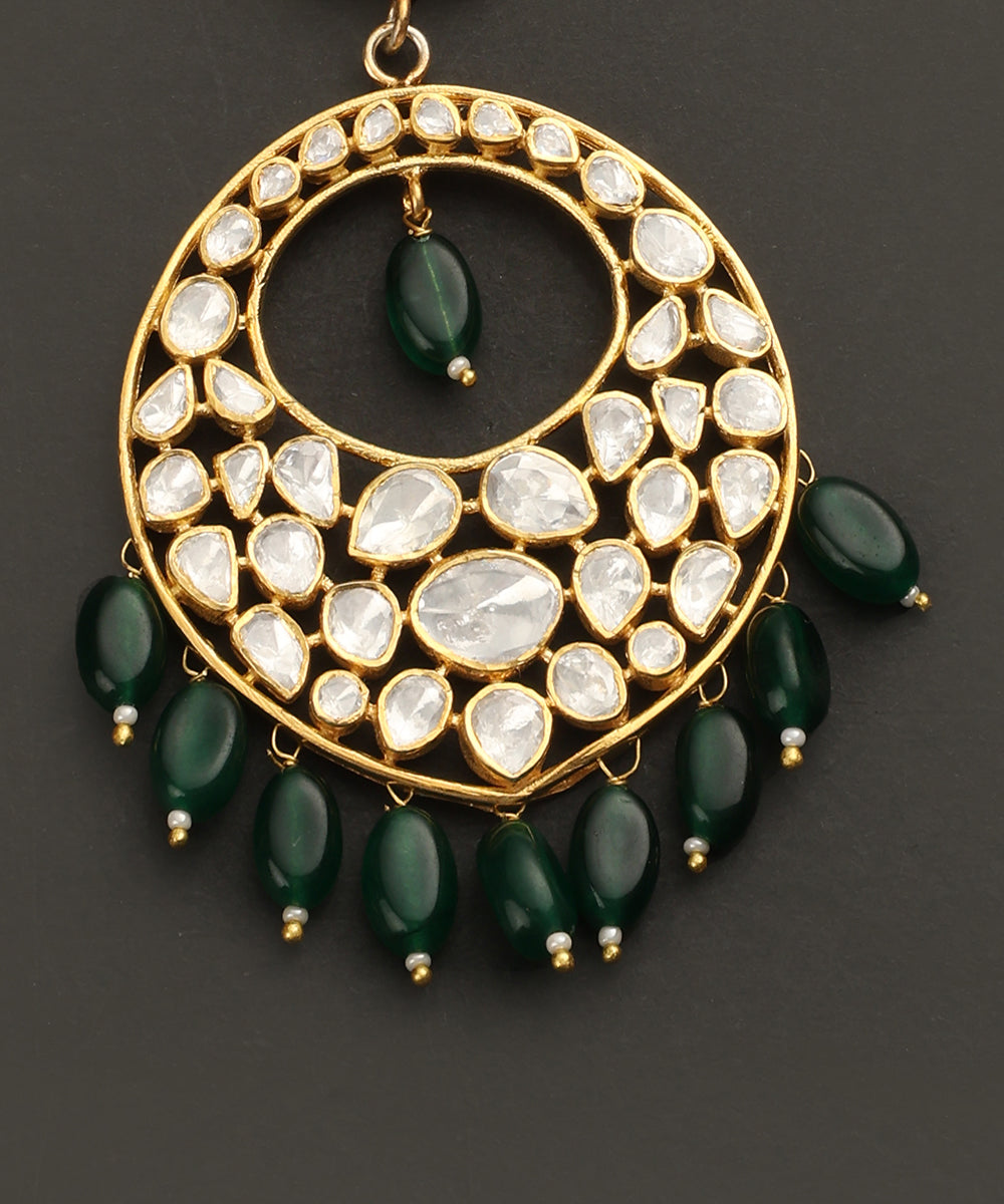 Eram_Handcrafted_Silver_Maangtika_With_Moissanite_And_Green_Stones_Drops_WeaverStory_03