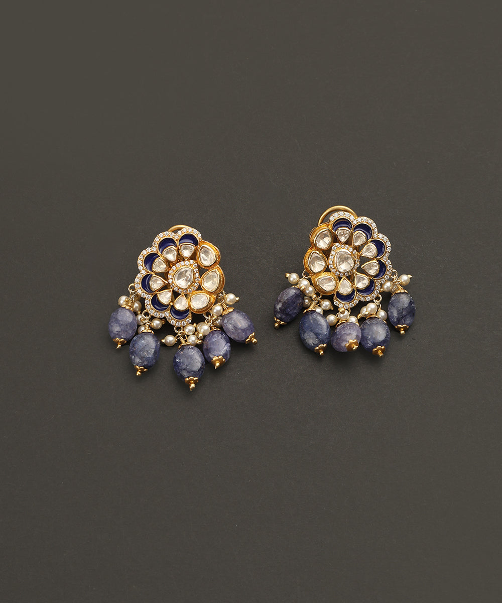 Camilah_Handcrafted_Silver_Earrings_With_Moissanite_And_Purple_Semi_Precious_Stones_WeaverStory_02