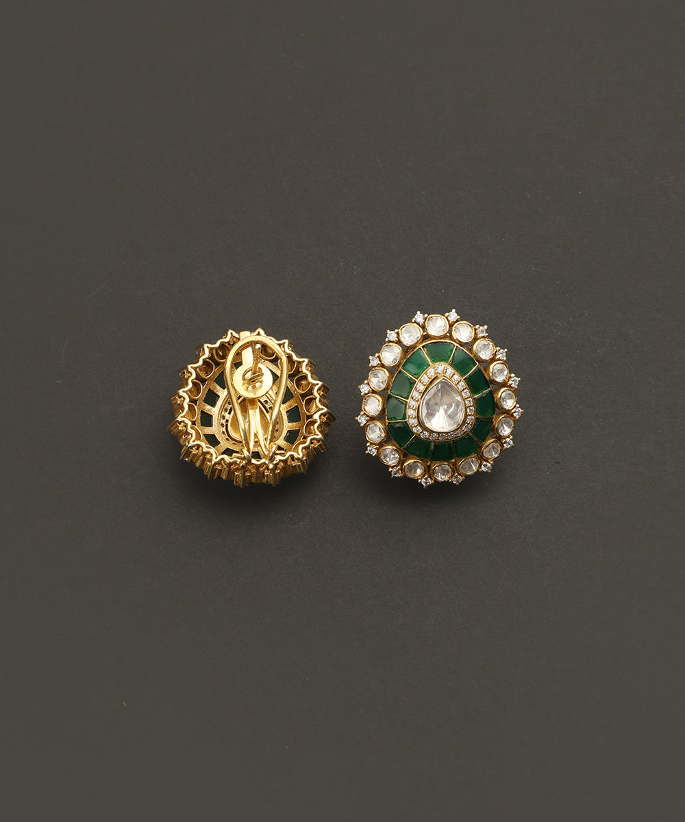 Bareera_Handcrafted_Silver_Earrings_With_Moissanite_And_Green_Semi_Precious_Stones_WeaverStory_03