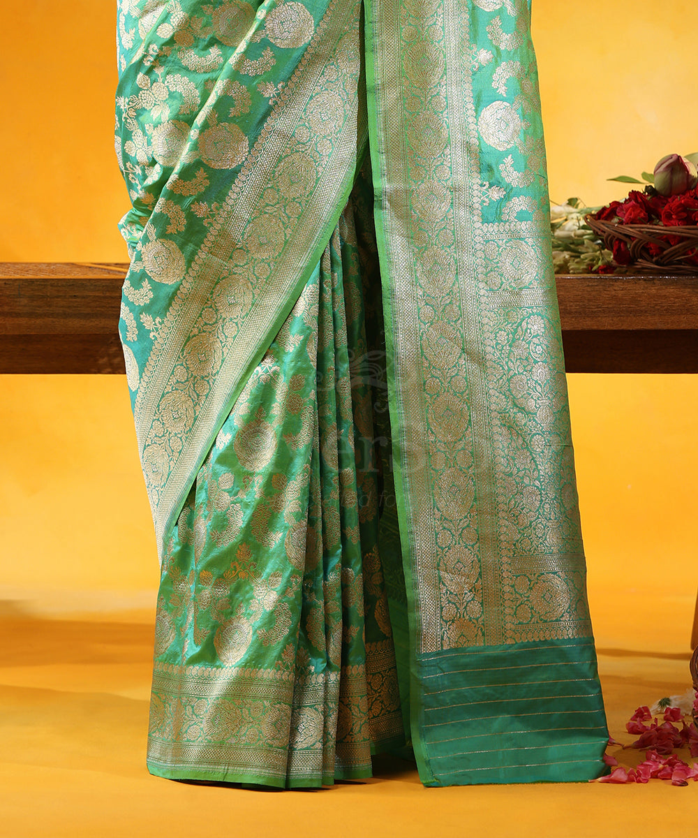 Sea_Green_Handloom_Pure_Katan_Silk_Banarasi_Saree_With_Cutwork_Alfi_Jaal_WeaverStory_04