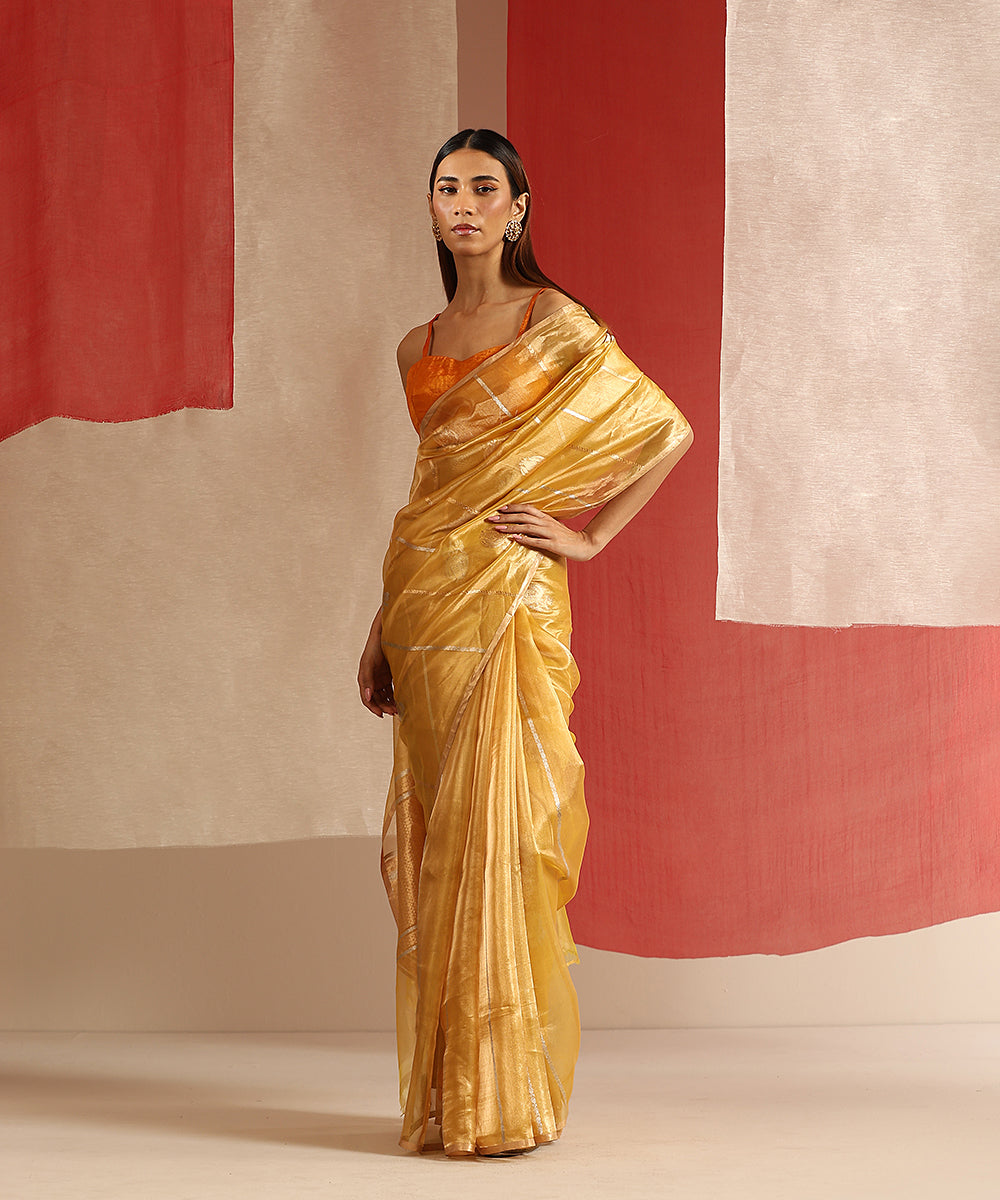 Handloom_Mustard_And_Gold_Pure_Tissue_Silk_Banarasi_Saree_With_Kadhwa_Boota_WeaverStory_02