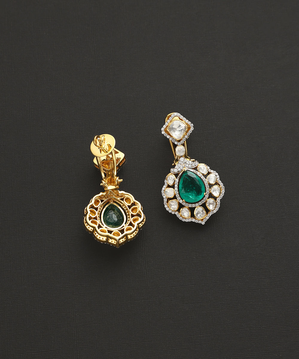 Adhiratha_Handcrafted_Pure_Silver_Swarovski_Necklace_Set_With_Emeralds_WeaverStory_05