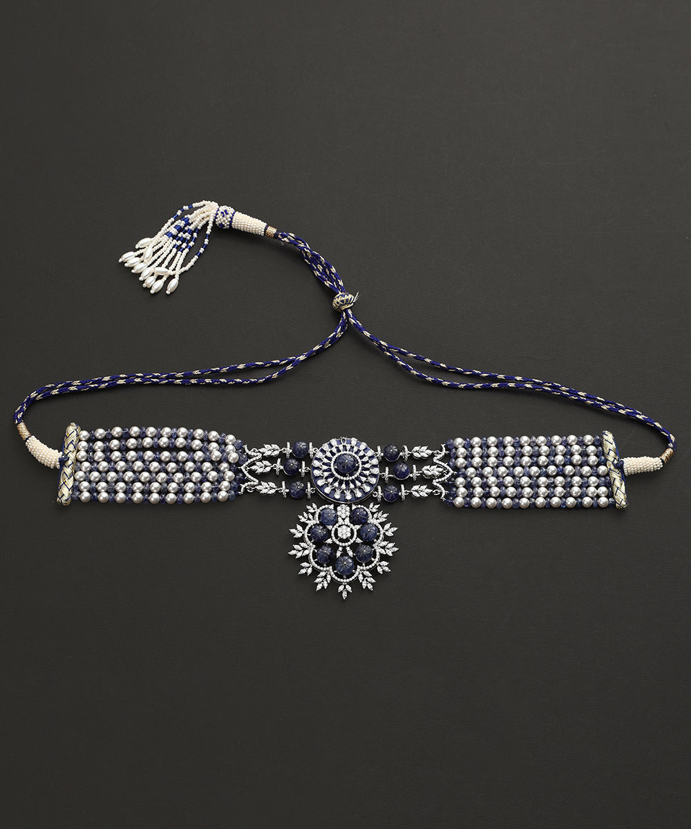 Ina_Handcrafted_Pure_Silver_Swarovski_Necklace_Set_With_Floral_Motif_WeaverStory_02