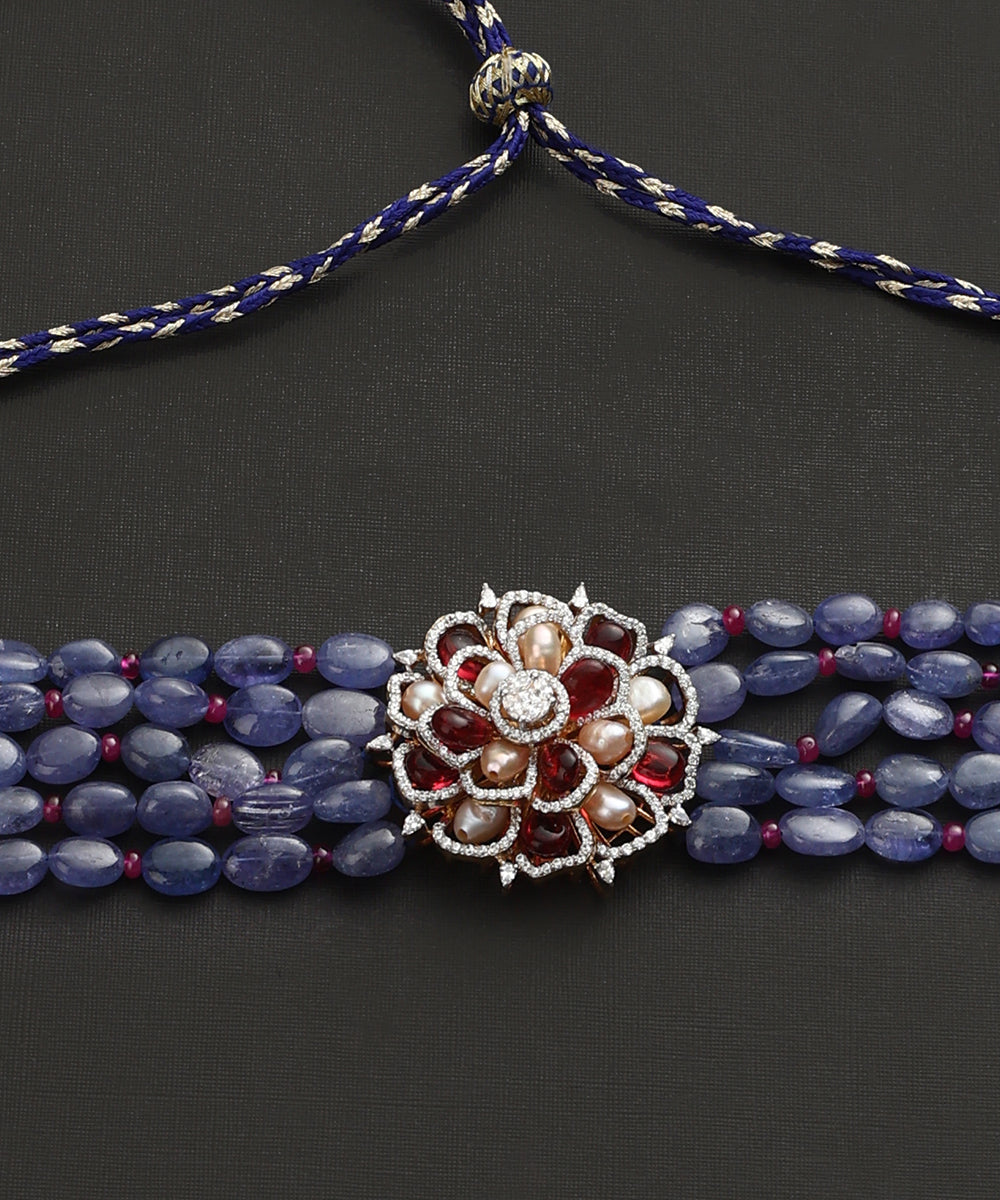 Salena_Handcrafted_Pure_Silver_Blue_Necklace_With_Ruby_And_Pearls_WeaverStory_03