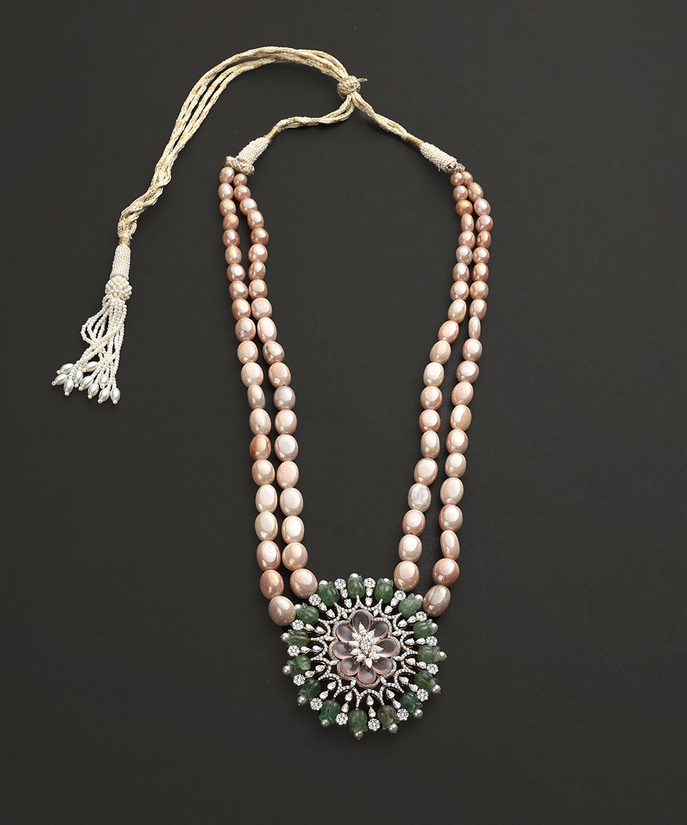 Shashwat_Handcrafted_Pure_Silver_Polki_Pendant_Set_WeaverStory_02