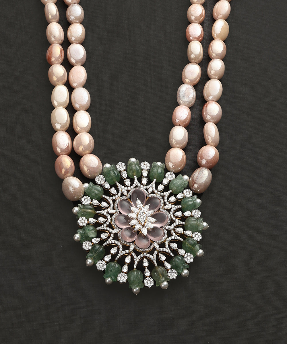 Shashwat_Handcrafted_Pure_Silver_Polki_Pendant_Set_WeaverStory_03