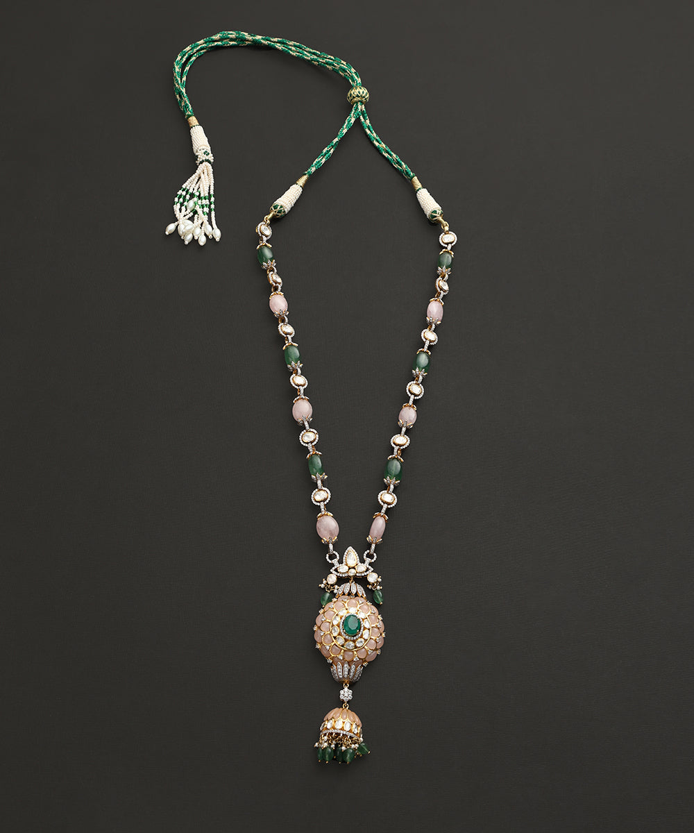 Anurag_Handcarfted_Pure_Silver_Pendant_Swarovski_Necklace_Set_With_Emeralds_WeaverStory_02