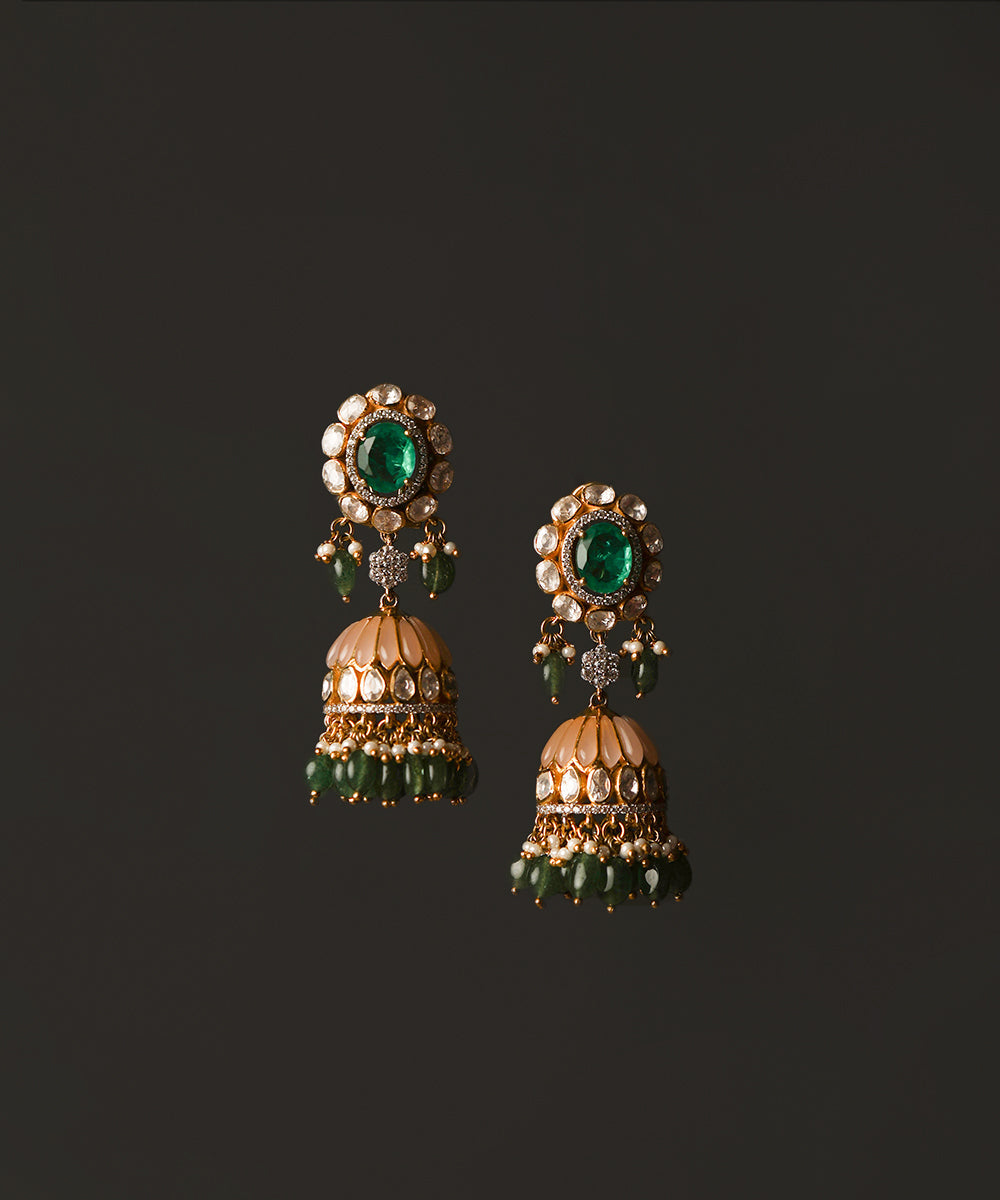 Anurag_Handcarfted_Pure_Silver_Pendant_Swarovski_Necklace_Set_With_Emeralds_WeaverStory_04