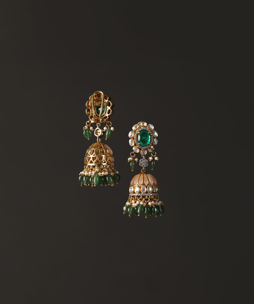 Anurag_Handcarfted_Pure_Silver_Pendant_Swarovski_Necklace_Set_With_Emeralds_WeaverStory_05