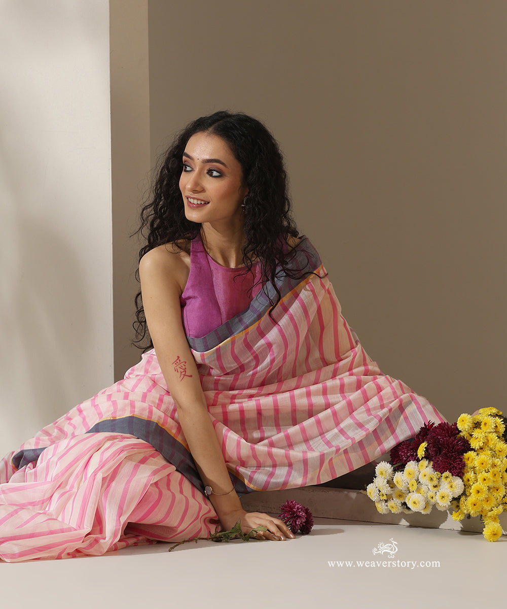 Pink_&_White_Handloom_Striped_Cotton_Silk_Chanderi_Saree_WeaverStory_02