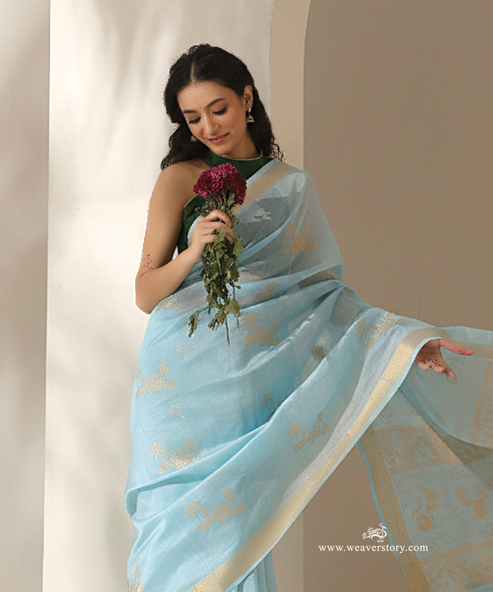 Sky_Blue_Handloom_Lotus_Motif_Cotton_Silk_Chanderi_Saree_WeaverStory_02