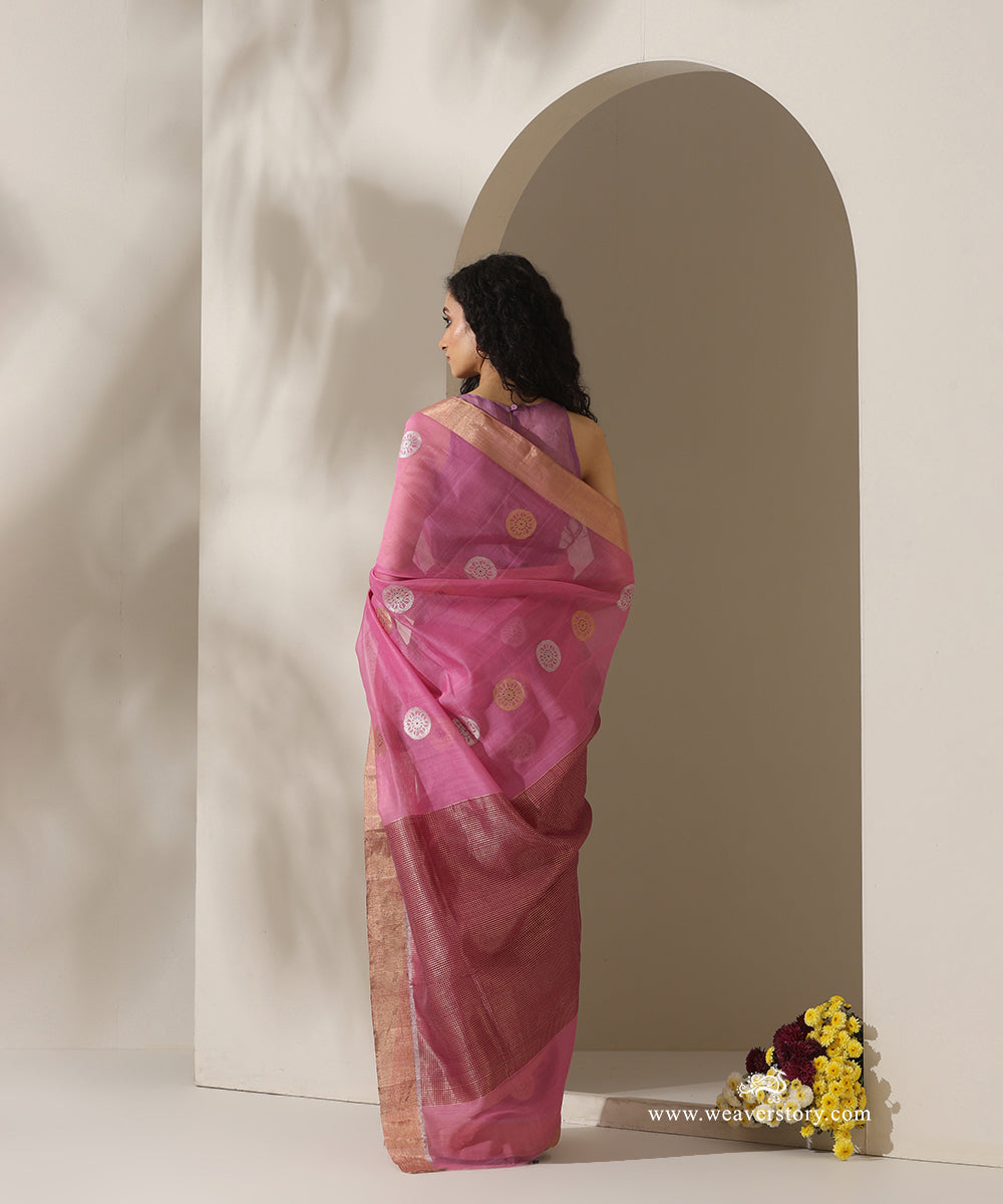 Pink_Handloom_Chakra_Motif_Cotton_Silk_Chanderi_Saree_WeaverStory_03
