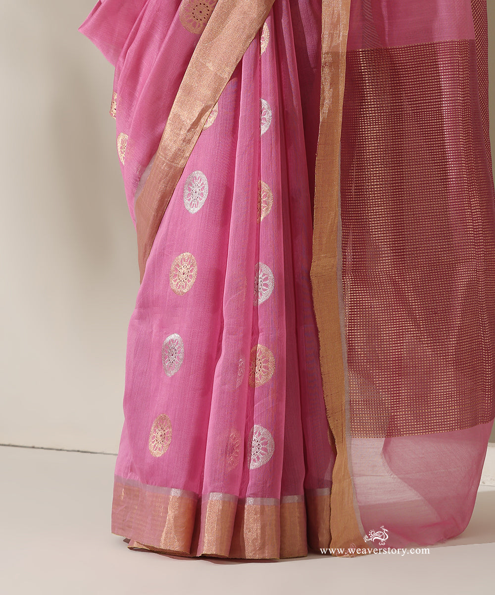 Pink_Handloom_Chakra_Motif_Cotton_Silk_Chanderi_Saree_WeaverStory_04