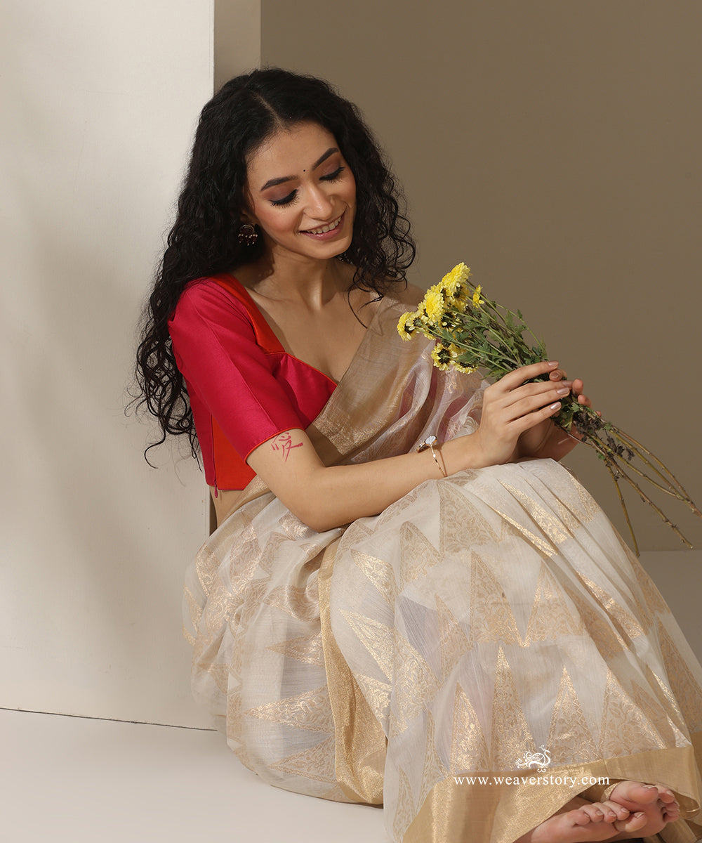 White_Handloom_Pyramid_Motif_Jaal_Cotton_Silk_Chanderi_Saree_WeaverStory_02