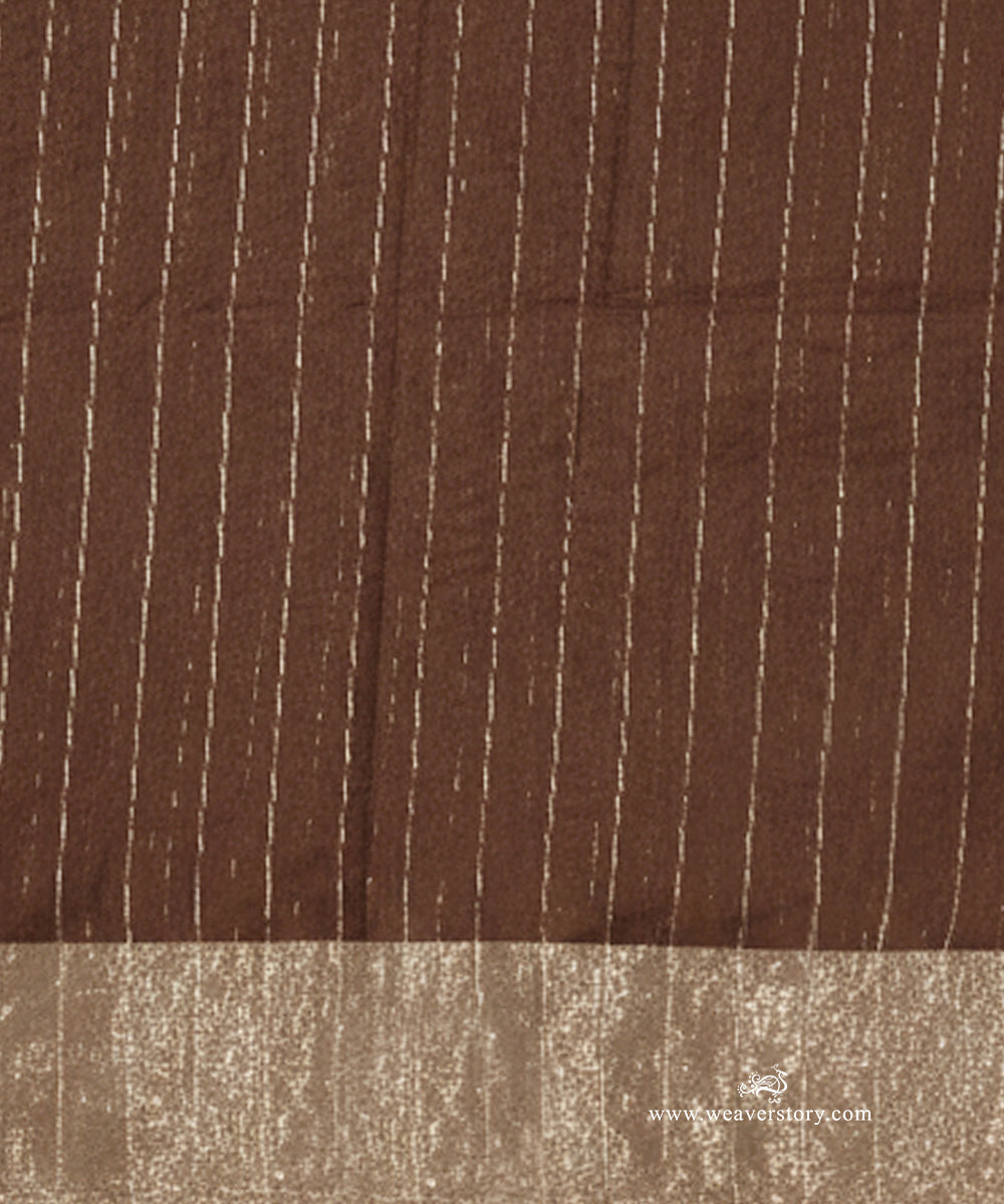 Brown_Handloom_Pyramid_Motif_Jaal_Cotton_Silk_Chanderi_Saree_WeaverStory_05