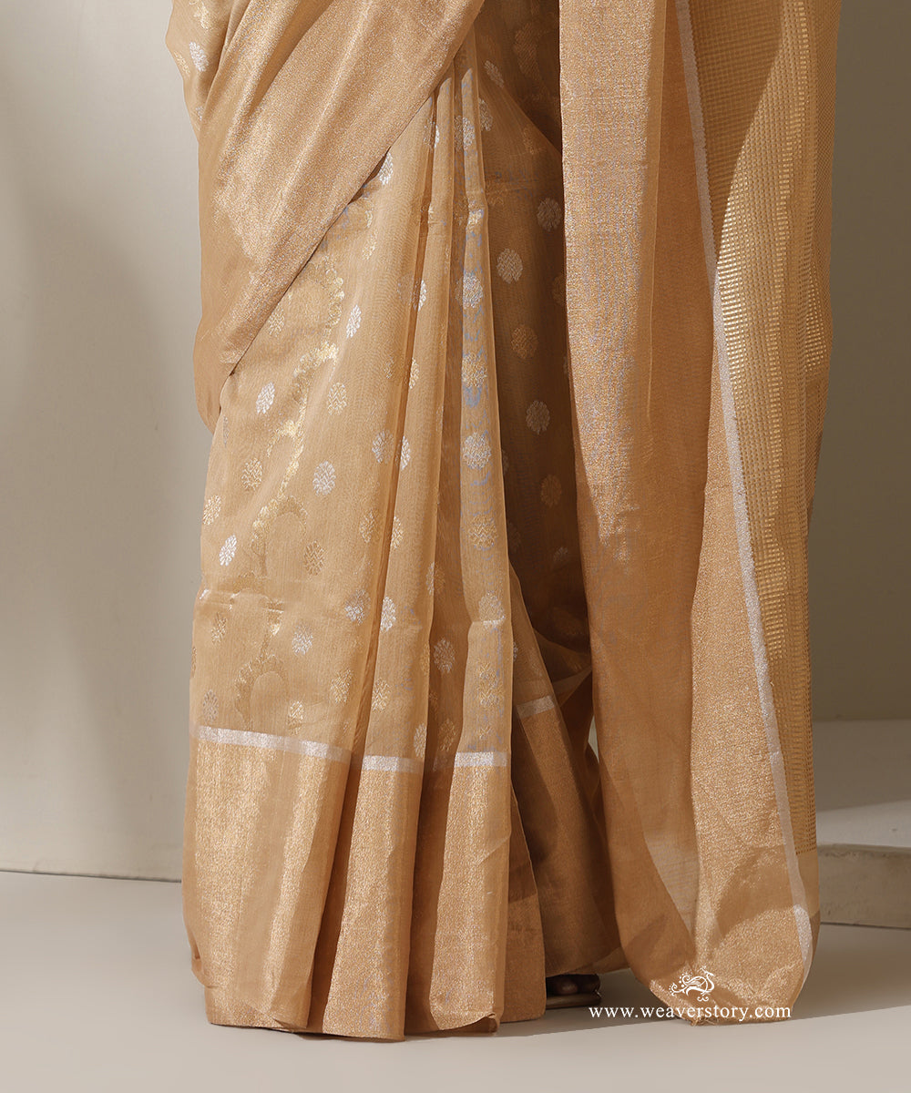 Beige_Handloom_Classic_Jaal_Cotton_Silk_Chanderi_Saree_WeaverStory_04