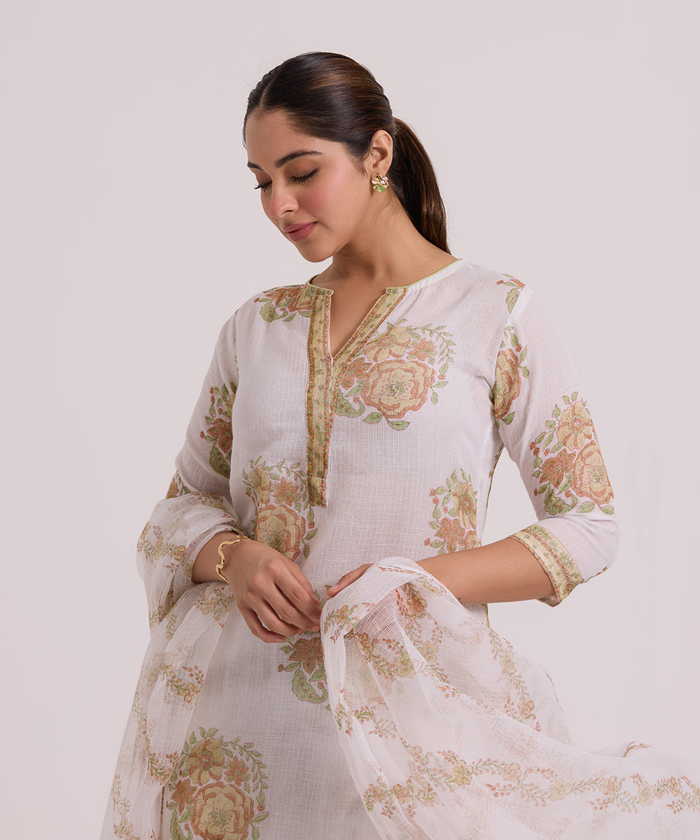 White_Olive_Gulab_Hand_Block_Printed_Kota_Doria_Suit_Set_With_Dupatta_WeaverStory_05