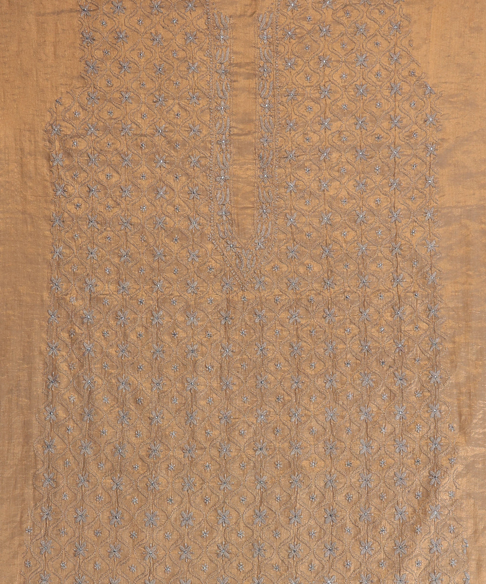 Beige-Brown_Lucknawi_Tissue_Kurtas_With_Embroidery_And_Lining_WeaverStory_02